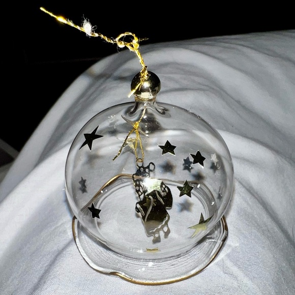 Vintage Silvestri Glass Christmas Ornament Clear Gold Santa Charm In Box - Picture 3 of 10